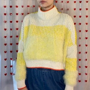 YELLOW FLUFFY FREE PEOPLE SWEATER